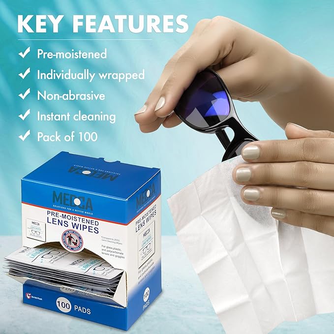 Premoistened Lens and Glass Cleaning Wipes - Portable Travel Cleaner for Glasses, Camera, Cell Phone, Smartphone, and Tablet - Disposable, Quick Drying, Streak Free - Individually Wrapped, Pack of 100-DeskLoop Office