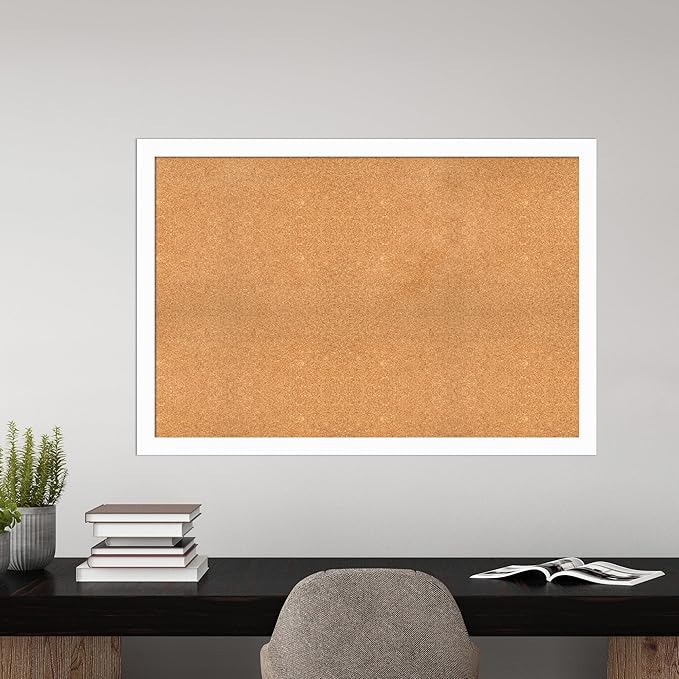 Amanti Art Natural Cork Board for Wall, 35x51 Vision Board with White Frame, Oversize Corkboard Office Decor for Home Organization, Casual Corkboard Pinboard to Display Items for Home Organization in-DeskLoop Office