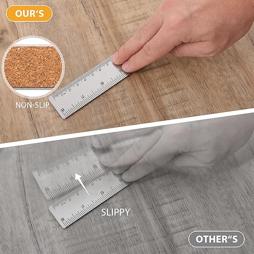 5Pcs Cork Backed Ruler Stainless Steel Ruler, 6/8/12/14/16 Inch Metal Ruler,Straight Edge Ruler Non-Slip Metal Rulers with Inch and Centimeters for Drawing Engineering(6 + 8 + 12 + 14 + 16 Inch)-DeskLoop Office