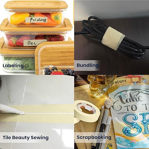 General Purpose Masking Tape 0.94 Inches x 60 Yards, Beige White Painters Tape for Painting, Labeling, DIY Arts Crafts, Home Office School Projects, 6 Rolls-DeskLoop Office