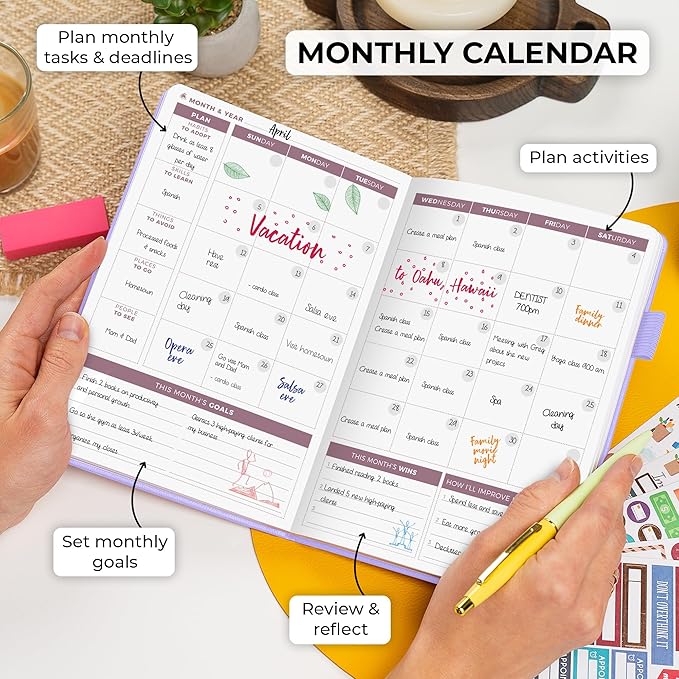 Clever Fox Planner 2nd Edition – Colorful Weekly & Monthly Goal Planner, Time Management & Productivity Organizer, Undated, A5 (Lavender)-DeskLoop Office
