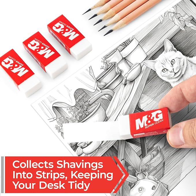 M&G Pencil Eraser for Kids, 30 Pack, White Erasers Bulk, Erasers for Artists, Drawing Erasers for Sketching, Small Pencil Erasers, Art Erasers for Drawing, School Erasers Office Supplies-DeskLoop Office