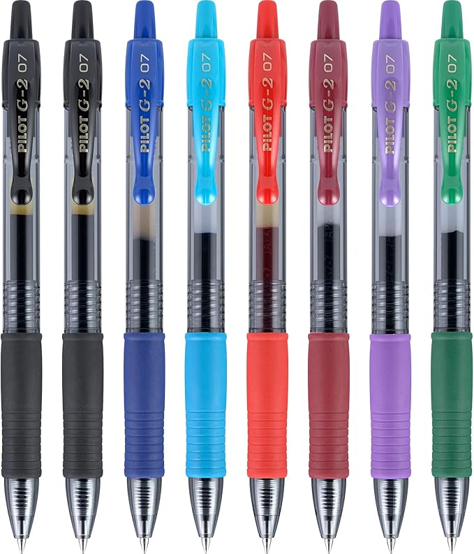 Pilot G2 Premium Gel Pens, Gel Roller Pens, Fine Point 0.7 mm Assorted Colors 7-DeskLoop Office
