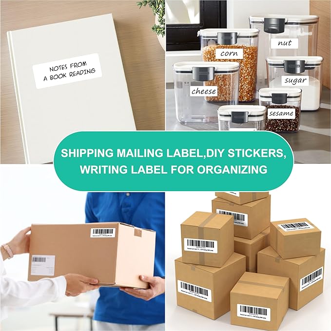L LIKED 2" x 4" Label Stickers, Printable White 10 per Sheets Total 300 Labels, for Laser/Inkjet Printing - Matte (300 Labels)-DeskLoop Office