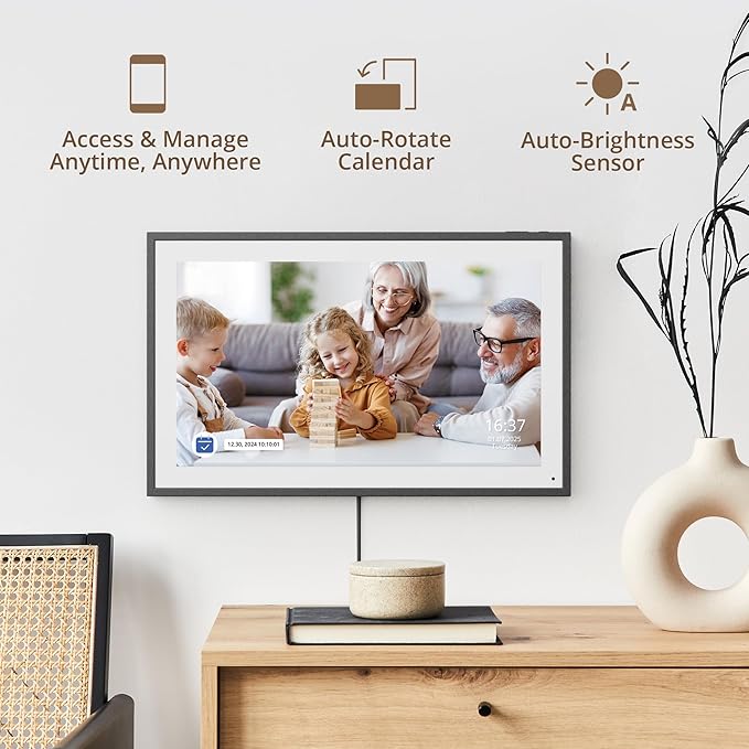 Dragon Touch 15.6" Digital Calendar Chore Chart – 1080P Full HD Interactive Touchscreen, Smart Family Planner, Hearth Display Digital Calendar Wall & Desk Mountable for Seamless Scheduling Black-DeskLoop Office