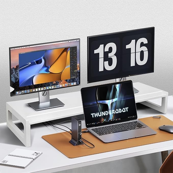 Dual Monitor Stand Riser – 36-Inch Computer Monitor Stand with Multifunctional Slot for 2 Monitors, Multi-Purpose Desktop Storage for Laptop, Printer, TV-DeskLoop Office