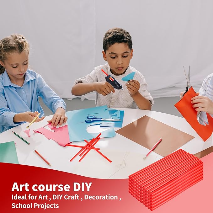 MATUFF Red Hot Glue Sticks Mini 0.27" x 5.9 inches, Colored Hot Melt Mini Glue Sticks for All Temperature Mini Glue Guns, for DIY Craft Arts and Wedding Cards, Stamp Sealing, Bulk Red hot Glue 60 Pack-DeskLoop Office