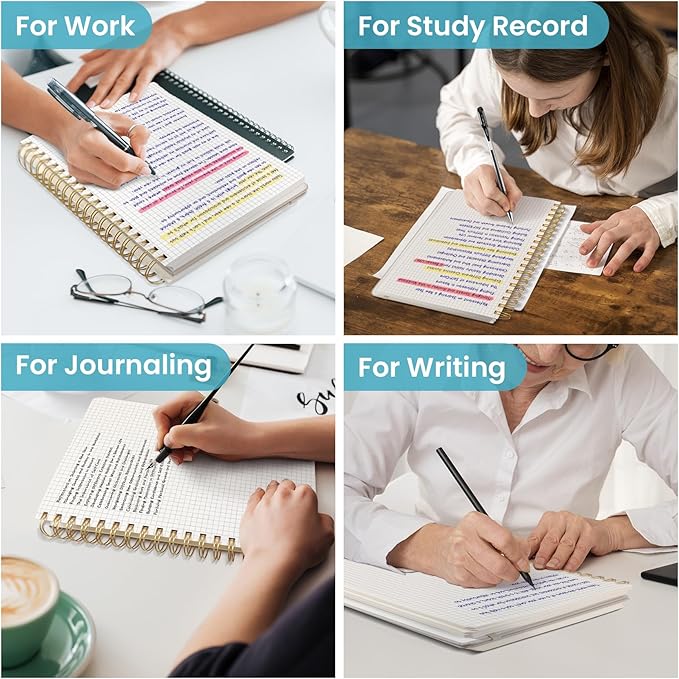 Spiral Graph Paper Notebook Journal for Work, 300 Pages, Thick B5 (7.1"x10") Grid Journals for Women & Writing, Hardcover Notebook for Note Taking, Perfect for Work School Note Taking Business, Color Splash-DeskLoop Office