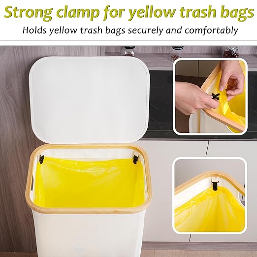 efluky Recycle Bin Holder 100L, 26 Gallon Trash Can with Lid, Garbage Bag Holder for Yellow Bags, Easy Removal, (Inner Bag Not Included) -Beige-DeskLoop Office
