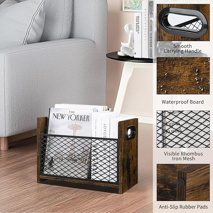 YINMIT Magazine Holder, Magazine Rack Floor, Magazine Storage Basket, File Holder Organizer, Folder Organizer for Magazines, Books, Newspapers, Tablets (Medium)-DeskLoop Office
