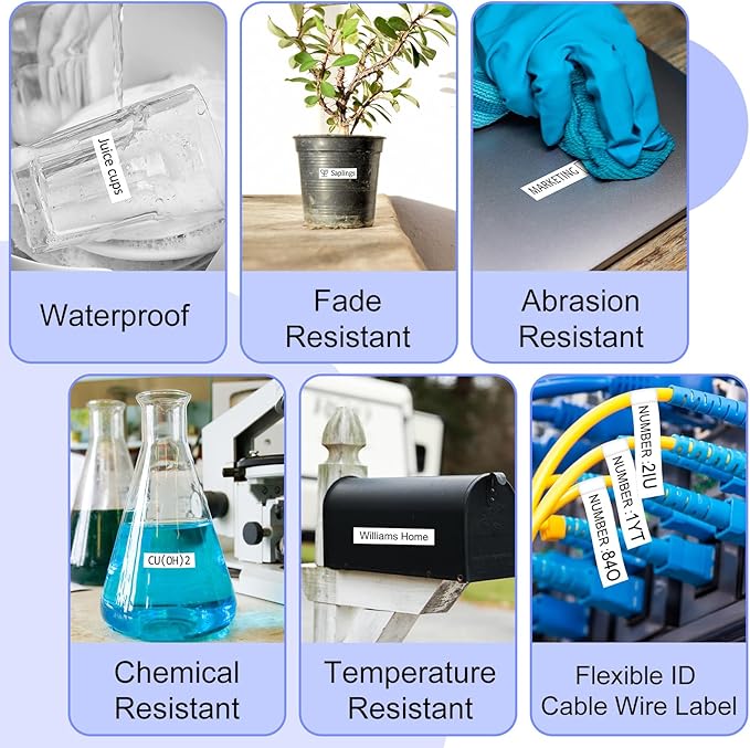 2 Pack 9mm 0.35 TZe-FX221 Laminated Tape Compatible for Ptouch TZ TZe Flexible ID Cable Wires Labels Black on White 3/8" for PT-PD200 D210 D400 D600 H100 H110 P300BT P700 P710BT-DeskLoop Office