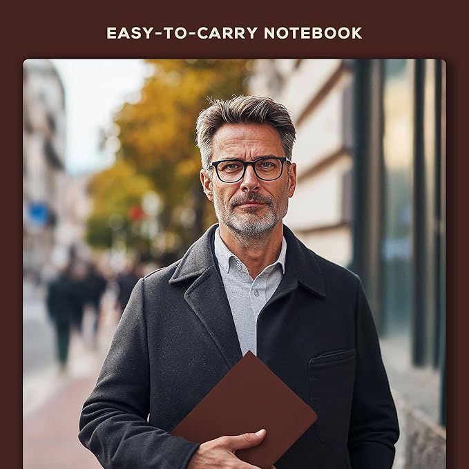 BEECHMORE BOOKS Lined Journal Notebook, 5.8 x 8.3 inch, A5 160 Lined Pages, Hardcover Leather Journals for Women, Men, Writing and Notebooks for Work - 120 GSM Thick Paper, Gifts Box Included (Chestnut Brown)-DeskLoop Office