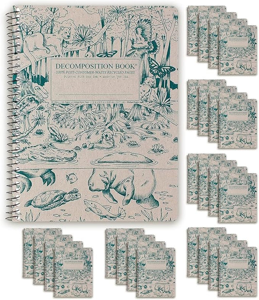 Decomposition 24-Pack Everglades College Ruled Spiral Notebooks – 9.75" x 7.5" Journal, 160 Lined Pages Each – 100% Recycled Paper – Bulk Notebooks for Schools, Offices & Institutions – Made in USA-DeskLoop Office