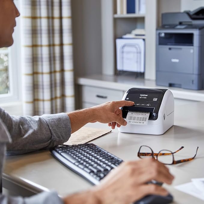 Brother QL-1100c Wide Format Label Printer, Shipping & Postage Labels 4” x 6”, Barcode & QR Code, High Speed, Direct Thermal Printing, Compact, uses DK Drop-in Label Rolls, USB Connectivity-DeskLoop Office