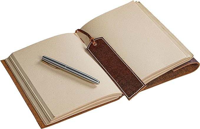 Leather Journal Notebook(6x8 in) - Vintage Leather Bound Journals Handmade Rustic Finish Book for Men and Women Unlined Leather Craft Paper 300 Pages, Leather Notepad Diary, Pocket Diary to Write in