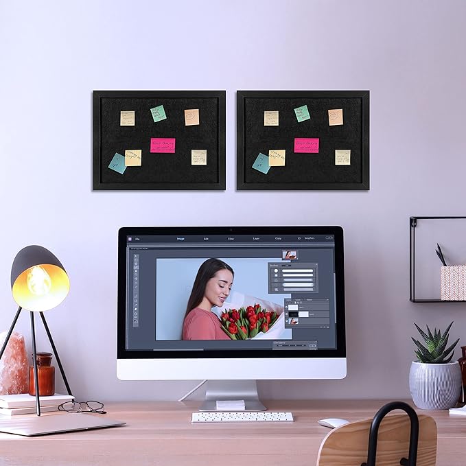 TORASO Cork Board Bulletin Board, 11" X 8" Cork Boards for Walls with Pins, Eye Bolts, gaskets, Screws, Pin Board for Office, School and Home (BK,22 * 30cm,1P)-DeskLoop Office