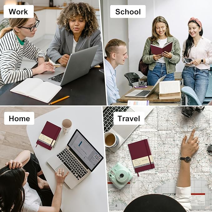 Comix Lined Journal Notebook for Women Men, Journaling Notebooks for Office School Home, Burgundy, 240 Pages, 5.5" x 8.3", College Ruled, A5, Hardcover-DeskLoop Office