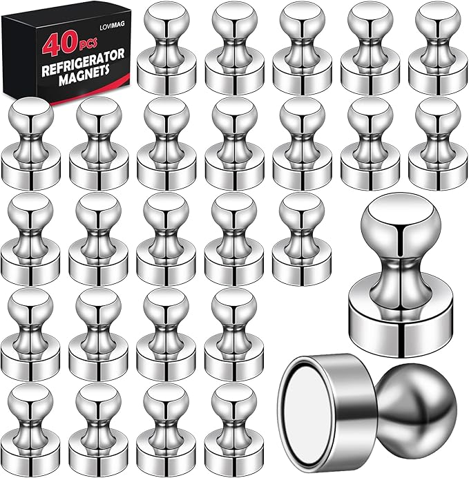 LOVIMAG Magnets for Whiteboard, 40pcs Strong Refrigerator Magnets, Neodymium Fridge Magnet,Small Push Pin Magnets for Whiteboard, Fridge, Office, Classroom and Map Magnets-DeskLoop Office