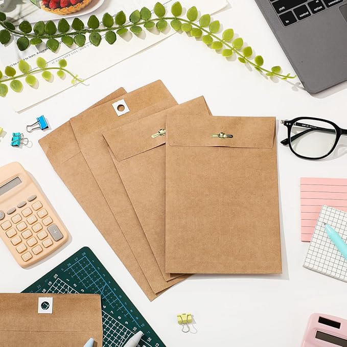 Teling 50 Pcs Manilla Envelopes Clasp Kraft Catalog with Closure for Storing Mailing 28 lb Kraft Envelope Paper for Office Document School Business Home(Brown,5 * 7.5)-DeskLoop Office