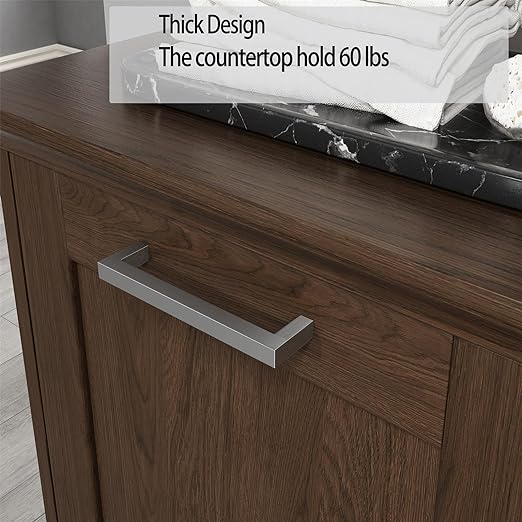 OLD CAPTAIN Wooden Tilt Out Trash Cabinet, Wooden Kitchen Garbage Can Free Standing Holder, Brown Finish-DeskLoop Office