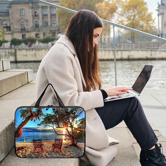 Laptop Sleeve Case Bag 15 inch, Sunset Tree Slim Carrying Case Durable Handbag Travel Laptop Bag for 15 inch MacBook Air M3/M2/15 Pro/Surface Laptop 7/6/5/4/3/ Dell XPS 15 Plus