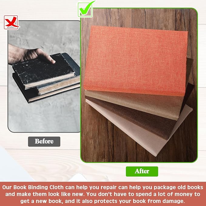 4 Pcs Book Cloth Bookcover Fabric Surface with Paper Backed Book Binding Cloth Fabric Book Cover for Scrapbooking Album DIY Craft Supplies Home, 4 Colors(Earth Color,40 x 16 Inches)-DeskLoop Office