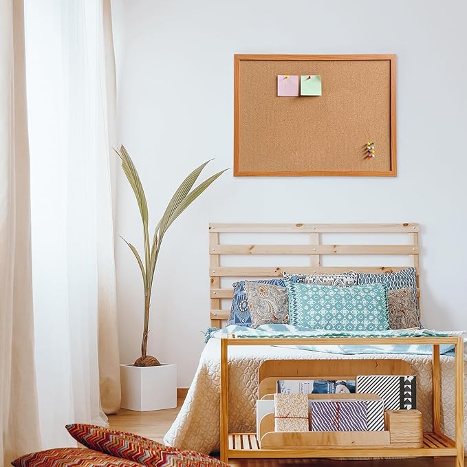 Cork Bulletin Board for Wall - 24” x 18” Bulletin Board Cork Board Wall Mounted Wood Frame Message Board pin Board for School,Office and Home-DeskLoop Office
