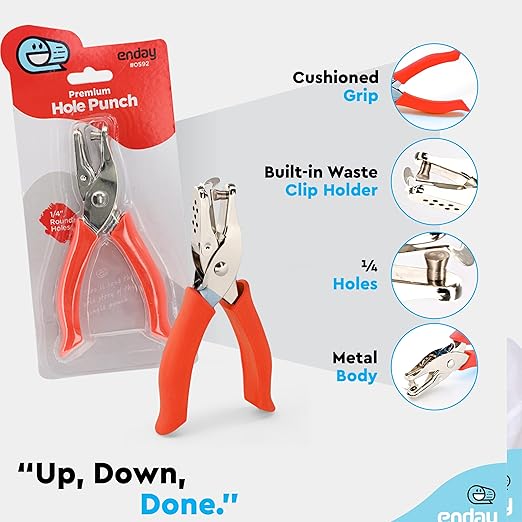 Premium Single Hole Paper Punch Cushion Grip Heavy Duty Hole Puncher for Greeting Cards Scrapbook Notebook Puncher Craft Paper Hand Tool - Assorted Colors, Colors May Vary - by Emraw (1PK)-DeskLoop Office