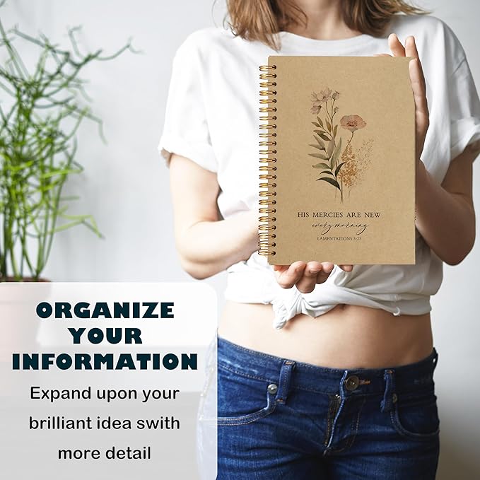 BearCake Floral Christian Notebook Journal, Christian Gifts for Women, Bible Notebooks for Note Taking, Bible Journaling Notebook, Hardcover Spiral Notebook 5.5x8.3 kraft paper-DeskLoop Office