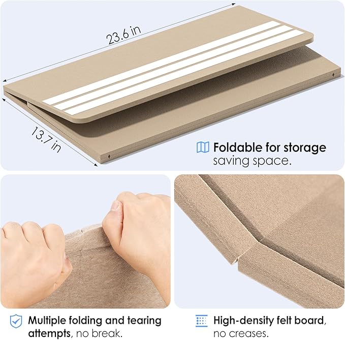 MaxGear Large Bulletin Board 36" x 24", Foldable Felt Board Vision Board Supplies, Cork Board for Office, Home, School, Small Pin Boards for Walls Decorative Display Board Beige Brown-DeskLoop Office