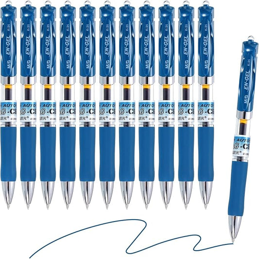 M&G Gel Pen Medium Point 0.5mm, 12 Pack Quick Dry Smooth Retractable Dark Blue Gel Ink Rollerball Pen for Home Office Writing Note Taking Journaling Business, Style 1-DeskLoop Office