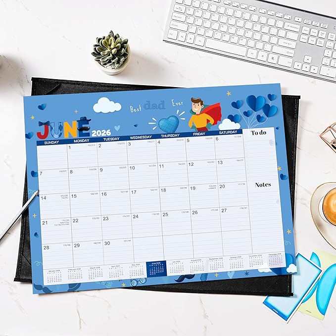 2026 Desk Calendar - Large Desk Calendar 2026, Jan.2026 - Dec.2026, 22" x 17", 2026 Calendar with Corner Protectors + Large Ruled Blocks, To-do & Notes, 12 Different Themes-DeskLoop Office