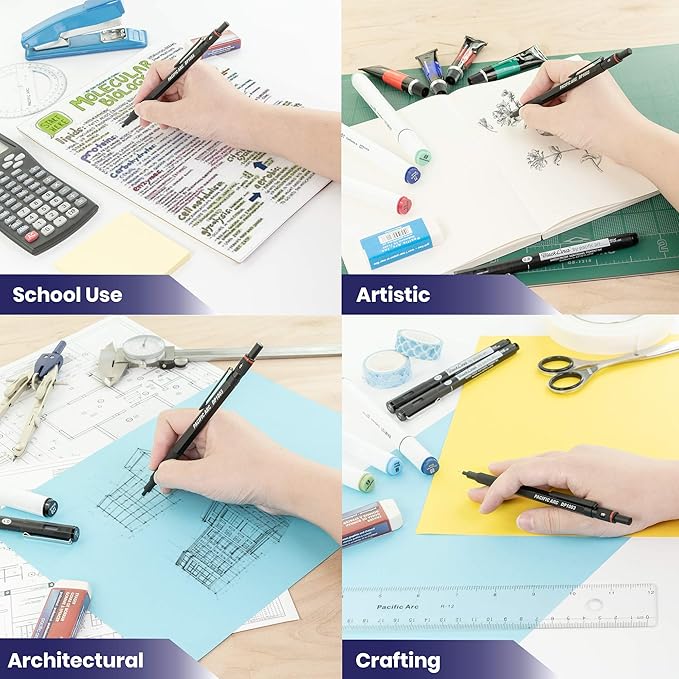 Pacific Arc Chromagraph Metal Mechanical Pencil .3 mm Black Barrel Mechanical Pencil with Built In Lead Pencil Grade Indicator, Lead Pencil Holder for Drafting, Sketching, and Drawing-DeskLoop Office