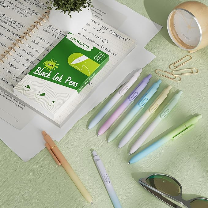 8Pcs Gel Pens with Black Ink, Fine Point Smooth Writing Pens, Quick-dry Gel Retractable Pens for Journaling Note Taking, Cute Office School Supplies for Adults Kids (0.7mm, Gradient)-DeskLoop Office