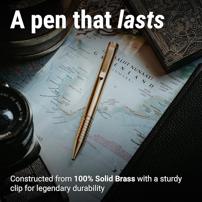 Everyman Brass Grafton Mini Twist EDC Pen with Refillable, Pocket-Size Metal Body, Luxury Mini EDC Ink Pen, Cartridge Compatible Design, Ideal Gift for Office, Business, Executive-DeskLoop Office