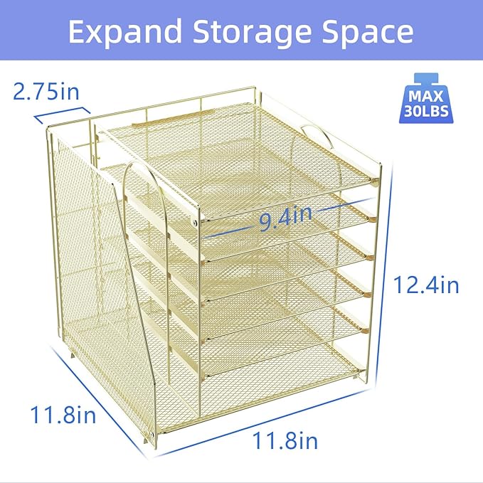 gianotter Desk Organizers and Accessories, 6-Tier Paper Organizer with Magazine rack, File Organizer for Desk, Office Accessories & Workspace (Gold)-DeskLoop Office