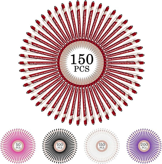 STREADVE 150 Personalized Custom Pens Engraved Writing Pen with Name Logo, Customized Promotional Items Stylus Pen Gifts for Communion Wedding Men Women Realtor Business, Deep Red-DeskLoop Office