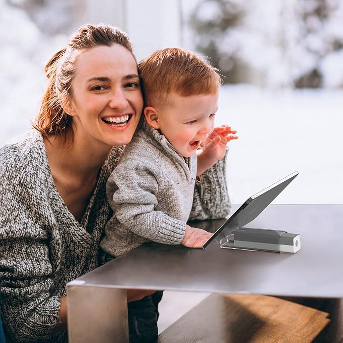 CLICK CLEAN Screen Cleaner, Fingerprint Proof Screen Cleaner Spray, All-in-One Cleaner with Microfiber, Shell and Phone Stand for All Phones, Laptop and Tablet Screens (Grey)-DeskLoop Office