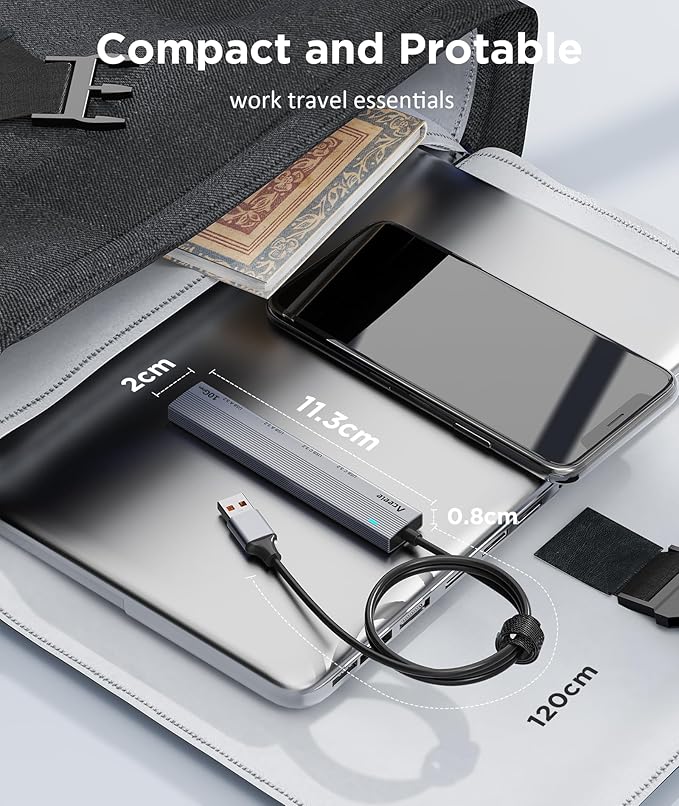 Aceele USB 3.2 Gen 2 Hub with 2 USB-A & 2 USB-C Ports, 10Gbps USB Splitter with 4ft Long Cable, USB Data Extented with 5V3A Type-C Power Port, Compatible for Laptop, iMac Laptop and More-DeskLoop Office