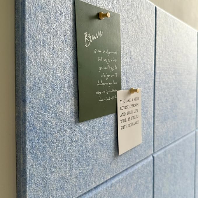 Large Cork Board for Office Wall Decor,48"x36"-12 Pack Felt Wall Tiles with 35 Push Pins, Thicker 0.47in, Felt Bulletin Board Pin Board Cork Boards for Walls - Light Blue-DeskLoop Office