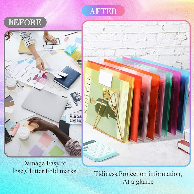 Zhehao 100 Pcs Clear Plastic Envelopes File Folders - Image 6