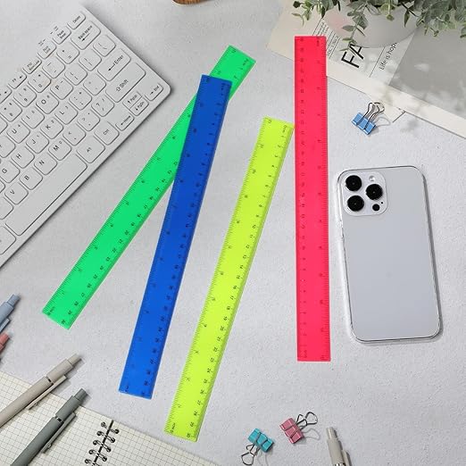Zonon 30 Pcs 12 Inch Plastic Ruler Assorted Colors Ruler Bulk with Centimeters Millimeter and Inches Rulers First Day of School Gift for Kids School Classroom Office Supplies(Elegant Color,Plastic)-DeskLoop Office