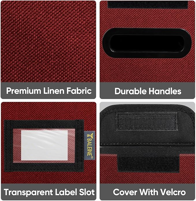 BALEINE File Organizer Box with Lid, Collapsible File Folder Organizer with Plastic Slide, Hanging File Folder Box for Office Document Storage (1 Pack, Red, S)-DeskLoop Office