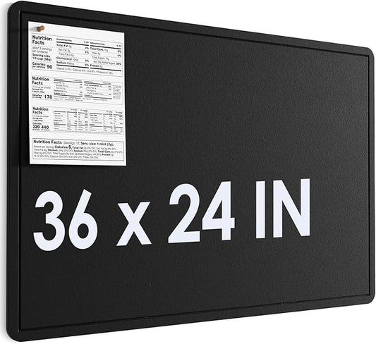 MaxGear Large Bulletin Board 36" x 24", Foldable Felt Board Vision Board Supplies, Cork Board for Office, Home, School, Small Pin Boards for Walls Decorative Display Board Black-DeskLoop Office