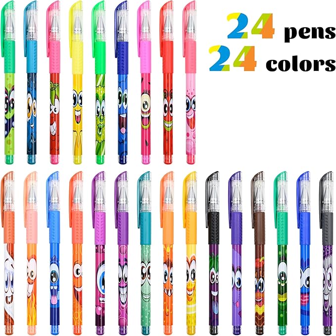 Scentos Scented Gel Pens Set – 24 Pack Neon Colors – Fine Tip Pens for Kids & Adults – Fruity Scents – Fun Art Supplies for Drawing, Coloring, Scrapbooking, Journaling & School-DeskLoop Office