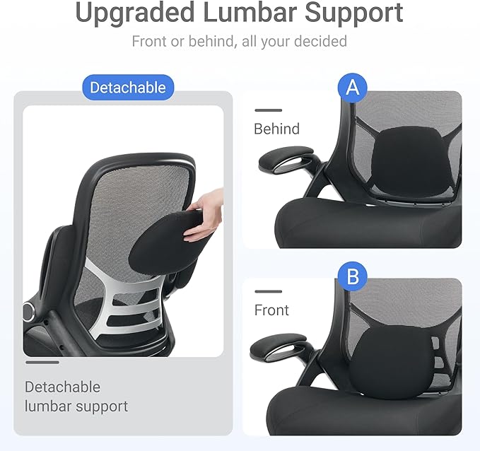 HYLONE Big and Tall 400lbs Heavy Duty Office Chair, 5" Thickened Seat Ergonomic Desk Chair with Adjustable Armrests, Home Office Computer Chairs for Long Hours Mesh Executive Chair(Black)-DeskLoop Office