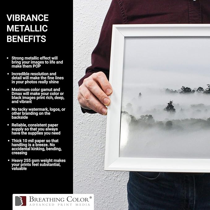 Vibrance Metallic Photo Printer Paper 10 mil 255 gsm Premium Photo Paper Sheets 13 x 19 inches 50 Sheets Works with All Inkjet Printers Including Professional Makes and Models Like Epson Canon HP-DeskLoop Office