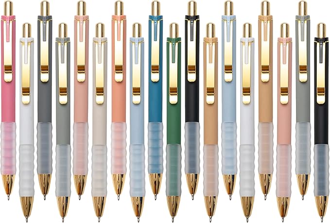 1.0mm Ballpoint Pens Retractable Cute Black Ink Pens with Silicone Grip Smooth Writing Suitable for Office, Note-taking (18 pcs)-DeskLoop Office