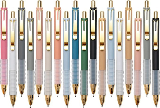 1.0mm Ballpoint Pens Retractable Cute Black Ink Pens with Silicone Grip Smooth Writing Suitable for Office, Note-taking (18 pcs)-DeskLoop Office