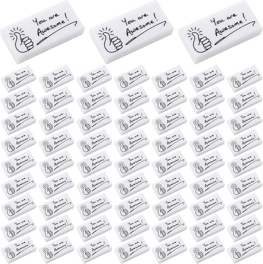 Fuutreo 200 Pcs Welcome Back to School Gifts for Students Inspirational Pencil Erasers Bulk You are Awesome White Cute Fun Erasers First Day of School Gifts Classroom Prizes from Teachers-DeskLoop Office